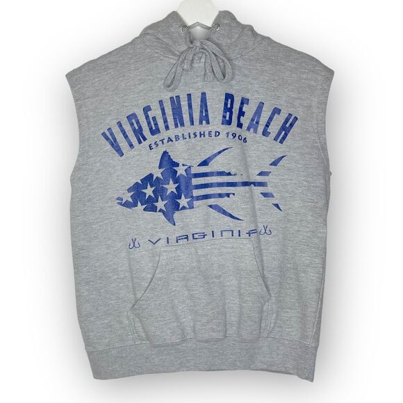 Sunsations Sleeveless Hoodie Sweatshirt Virginia Beach Unisex Size Small Y2K - Picture 1 of 11